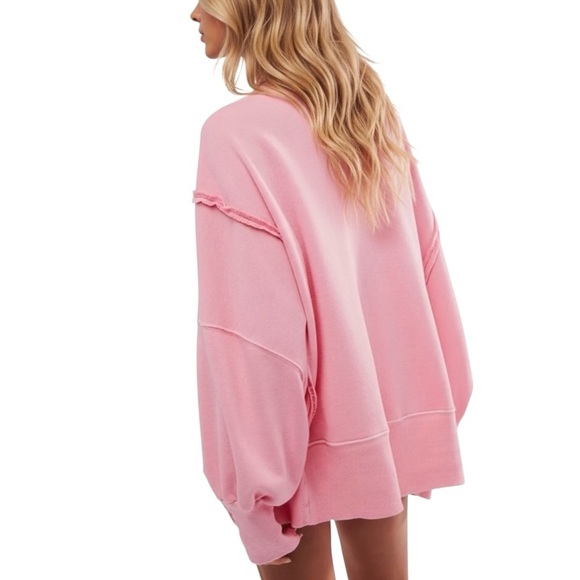 Free People Camden Cotton Candy Sweatshirt Pink - Picture 2 of 8